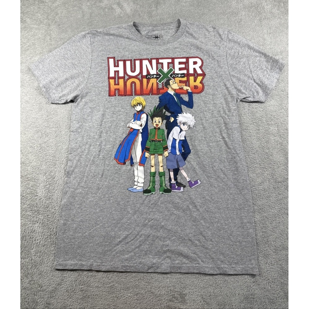 Hunter X Hunter Men's Protagonist Graphic Print Short Sleeve T-Shirt Gray Medium